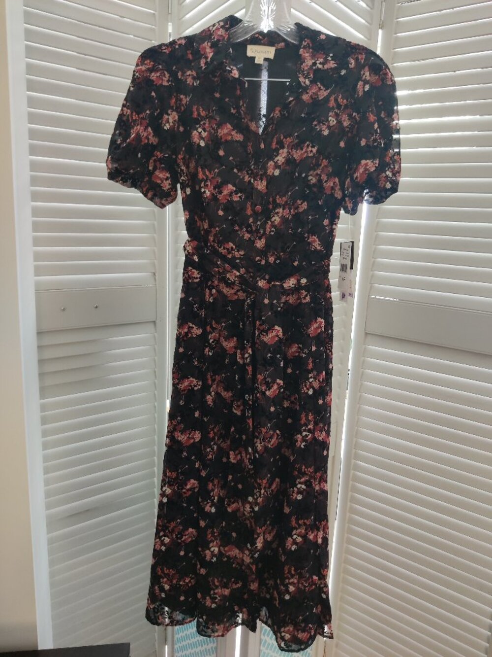 52seven Womens Short Sleeve Floral Shirt Dress - Size 6P - Picture 2 of 5